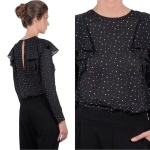𝅺molly Bracken Star Woven Semi Sheer Blouse